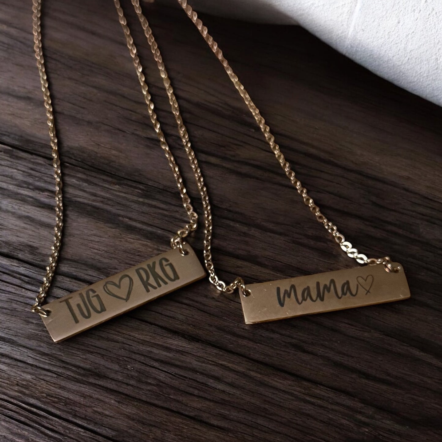 Horizontal Bar Necklace | Custom Laser Engraved