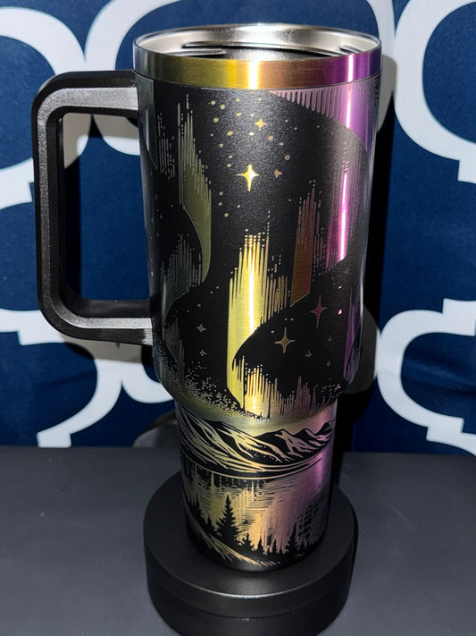 40 Oz Northern Lights Tumbler | Laser Engraved