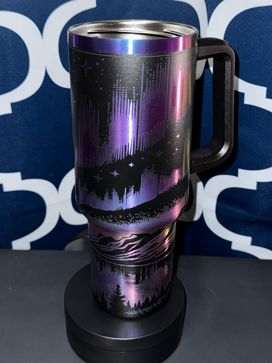 40 Oz Northern Lights Tumbler | Laser Engraved