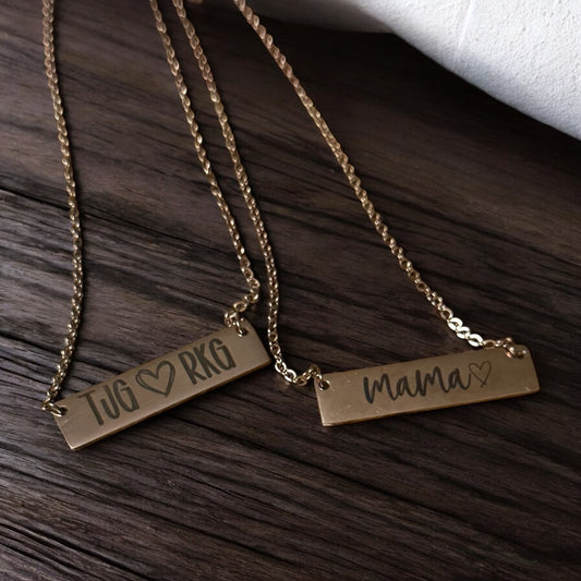 Horizontal Bar Necklace | Custom Laser Engraved