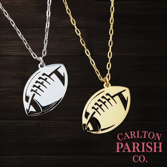 Football Pendant Necklace | Custom Laser Engraved