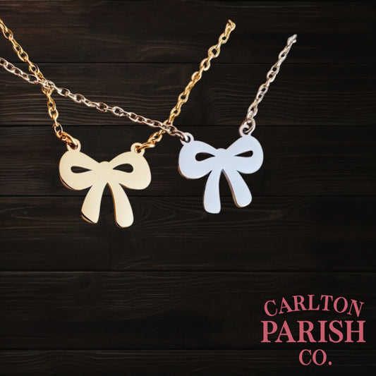 Bow Necklace | Custom Laser Engraved