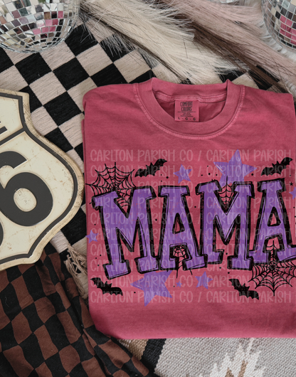 Mama Halloween Shirt | Spider Web Bat Graphic Tee