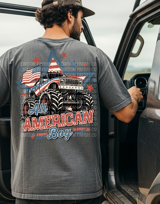 All American Boy Shirt | Patriotic Truck Graphic Tee