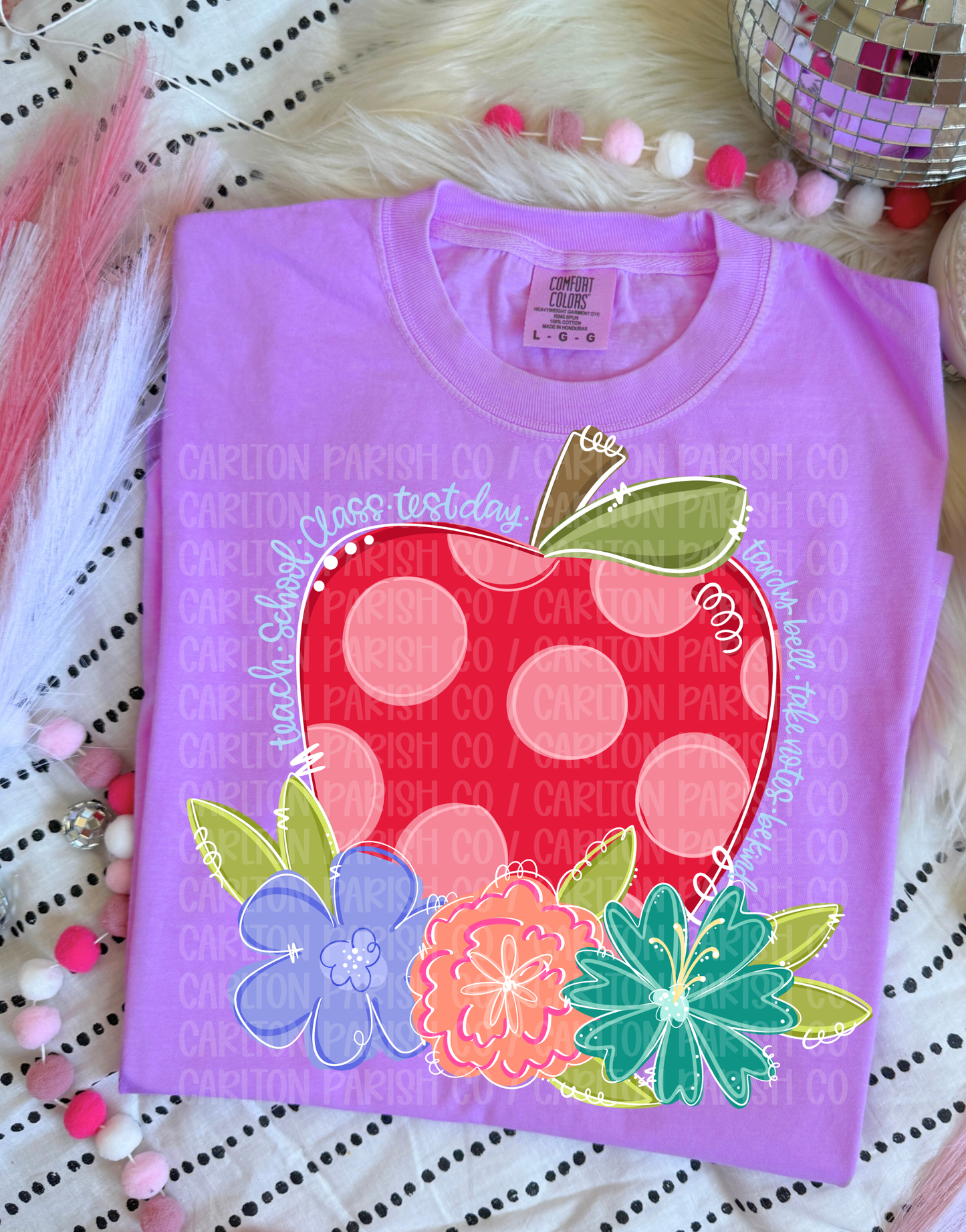 Teacher Apple Floral Shirt | Cute Doodle Teacher Tee
