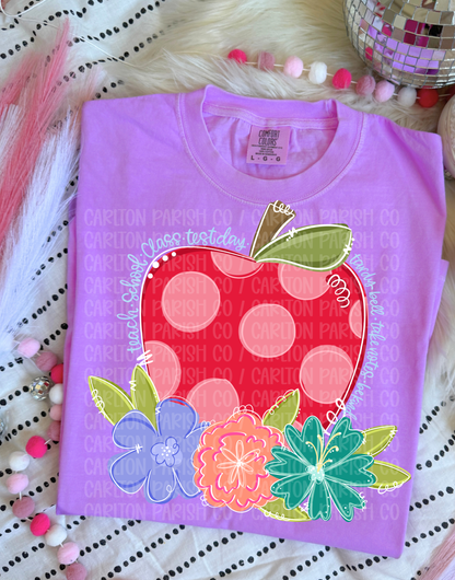 Teacher Apple Floral Shirt | Cute Doodle Teacher Tee