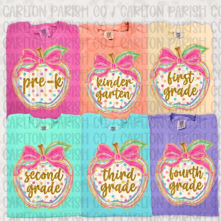 School Grade Apple Shirt | Pre-K Through 5th Grade Tee