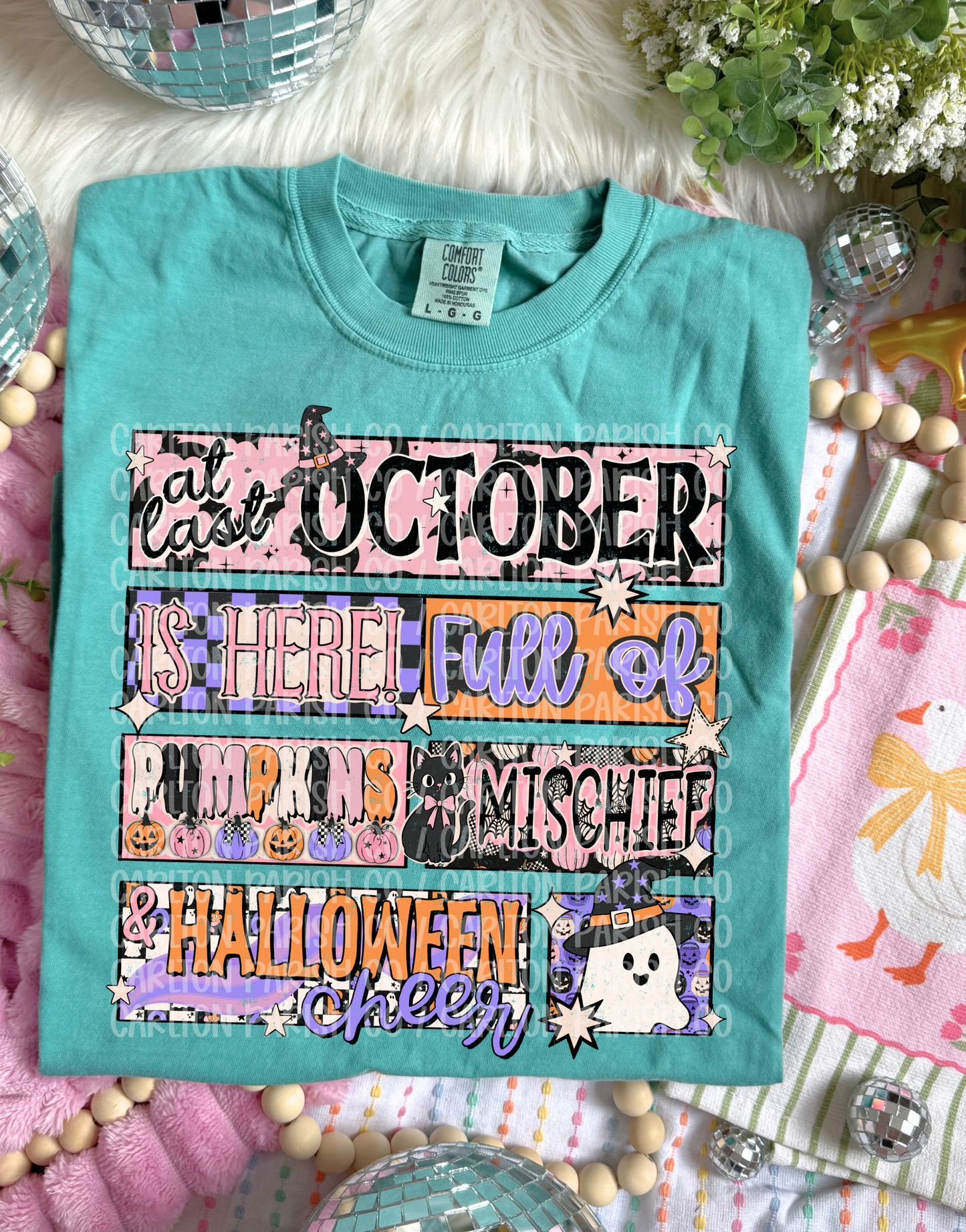 October Is Here Shirt | Pumpkin Halloween Graphic Tee