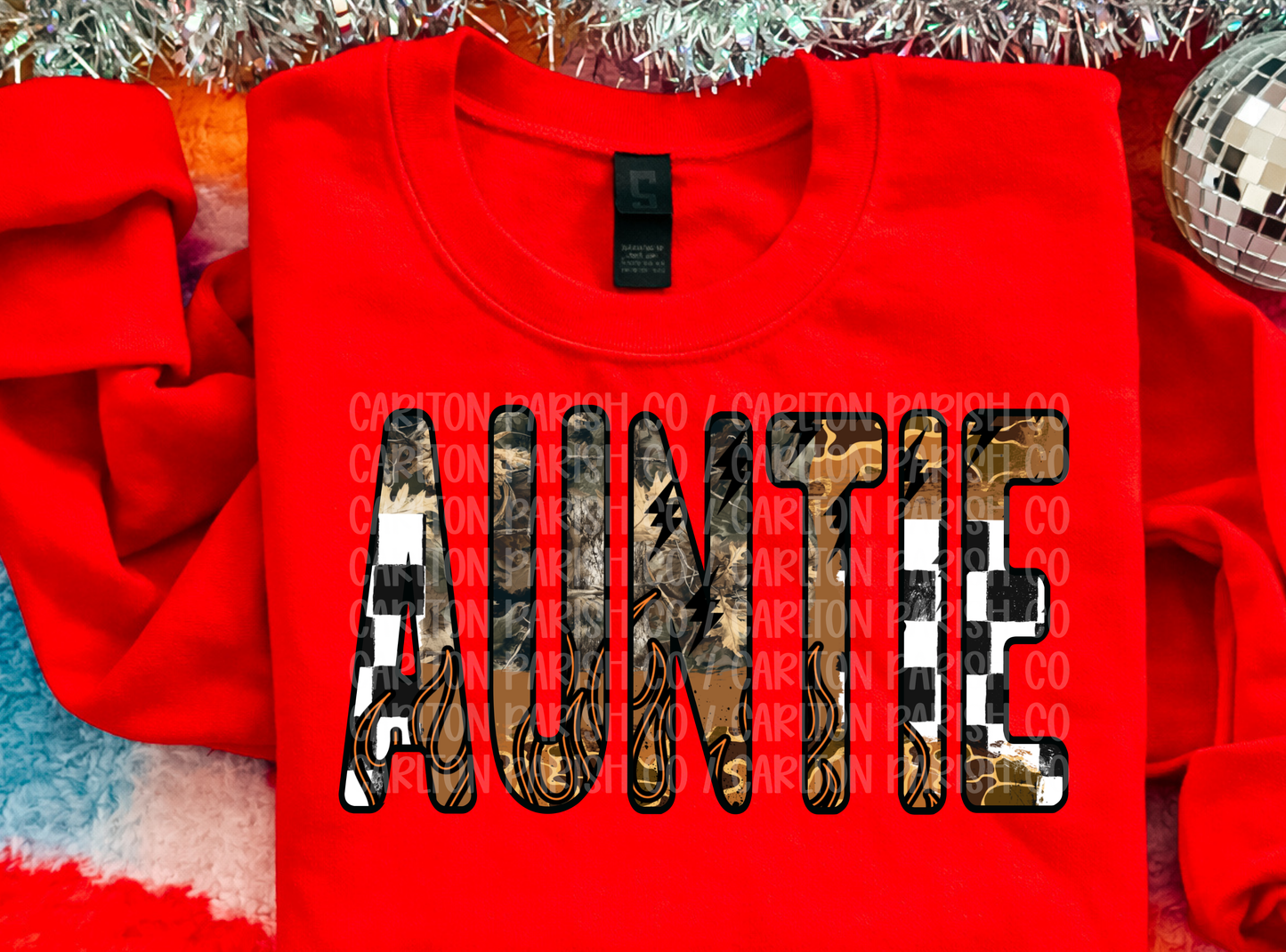 Auntie | Checkered Camo Graphic Tee