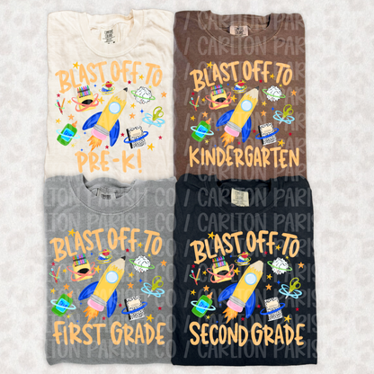Blast Off To Grade Shirt | Boys Back to School Tee