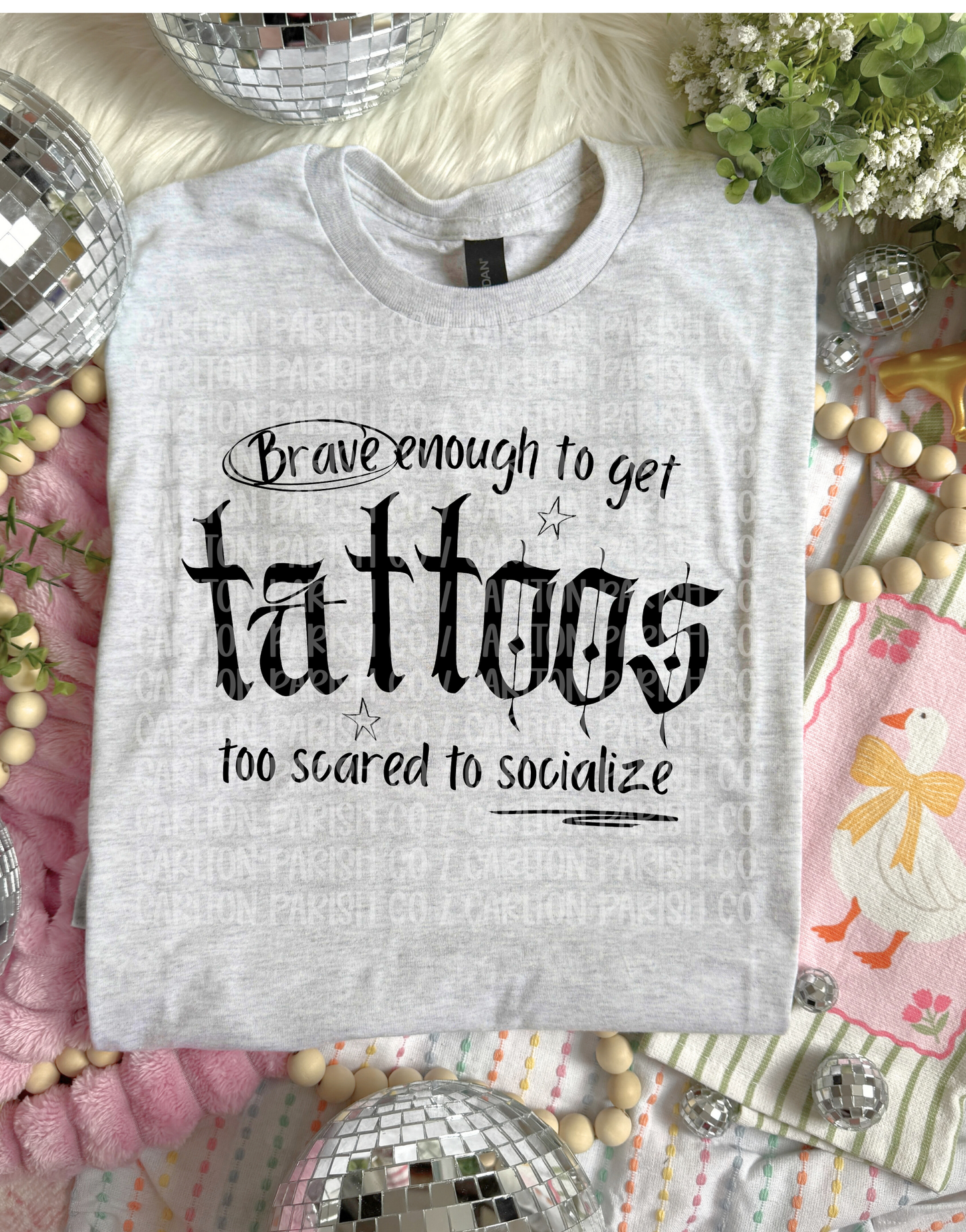 Brave Enough For Tattoos but Scared to Socialize Shirt | Funny Tee
