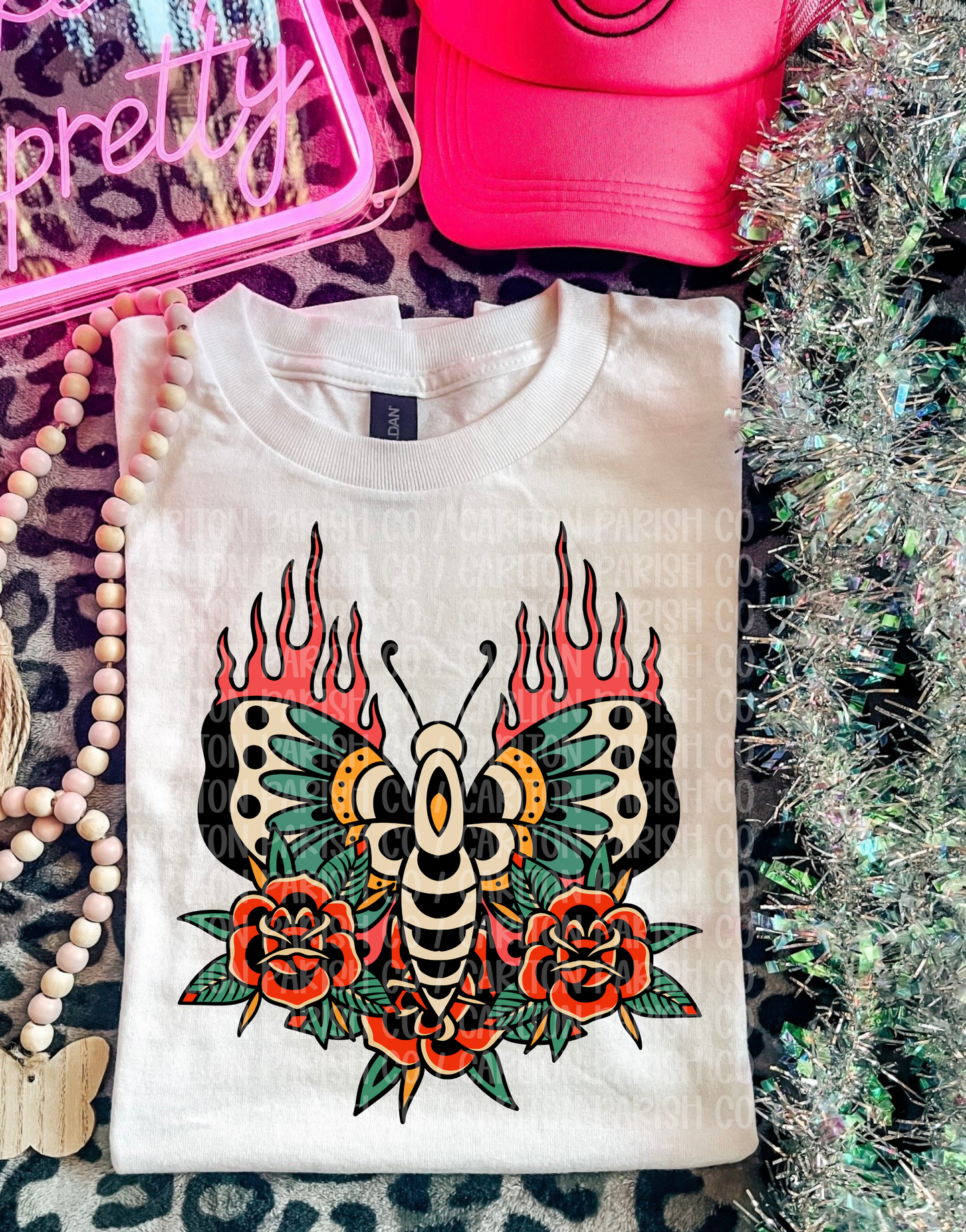 Butterfly Flame Shirt | Edgy Retro Tattoo Graphic Tee
