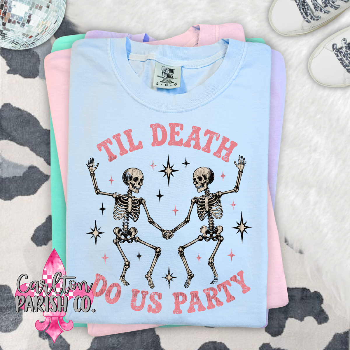 Til Death Do Us Party Dancing Skeletons Graphic Tee