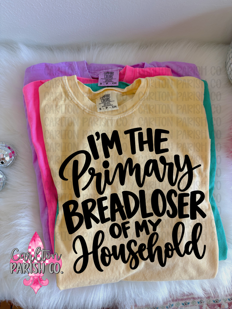 Primary Bread Loser Funny Sarcastic Graphic Tee