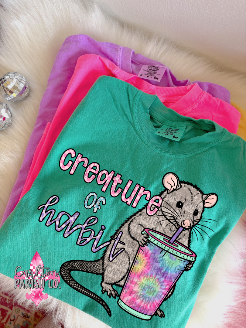Creature of Habit Opossum Coffee Graphic Tee