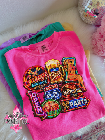 Neon Garage Signs Graphic Tee
