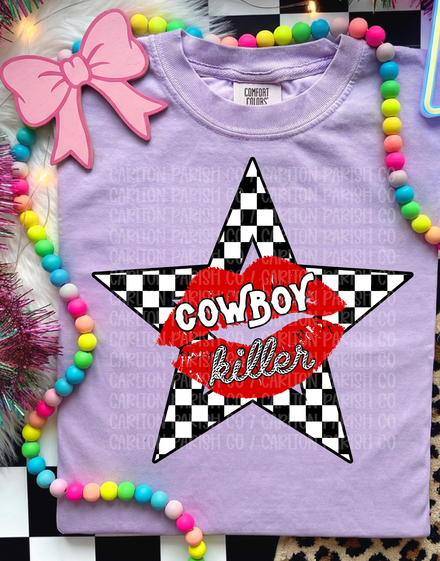 Cowboy Killer Shirt | Western Checkered Graphic Tee