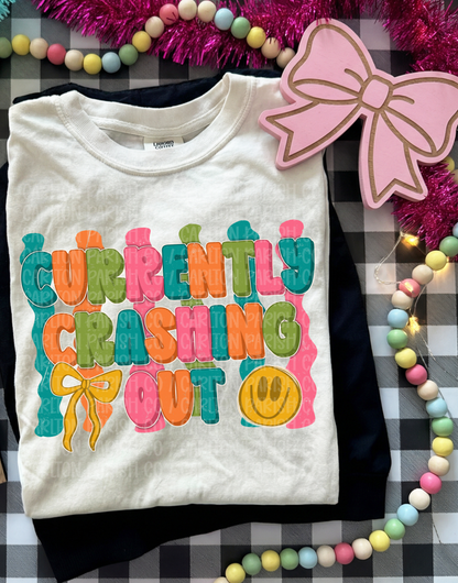 Currently Crashing Out Shirt | Trendy Striped Graphic Tee