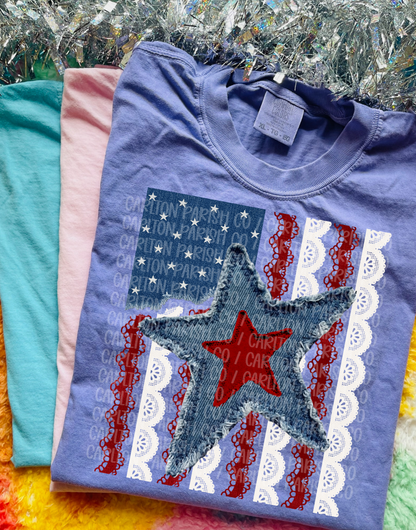Denim Lace American Flag
