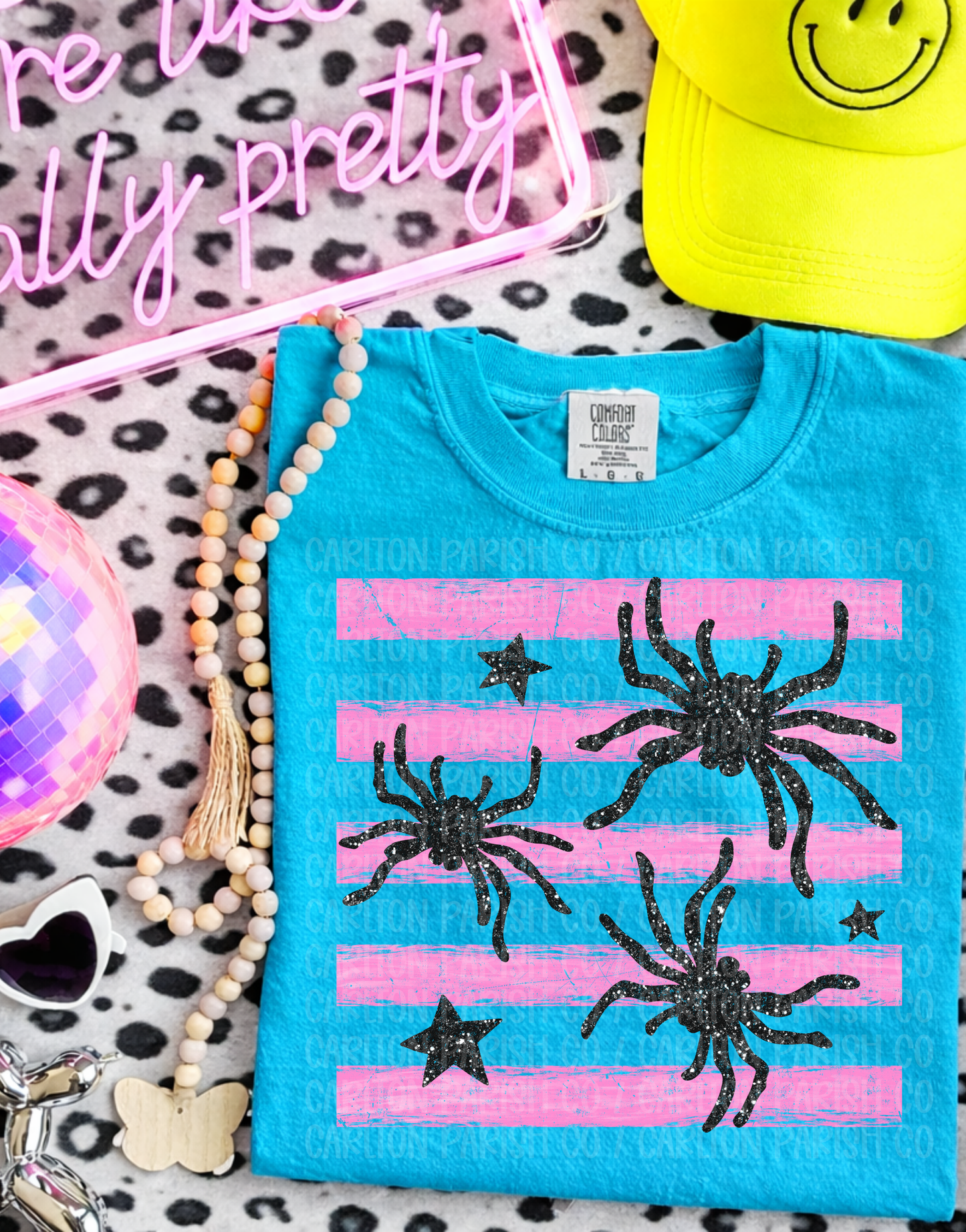 Spider Halloween Shirt | Trendy Striped Graphic Tee