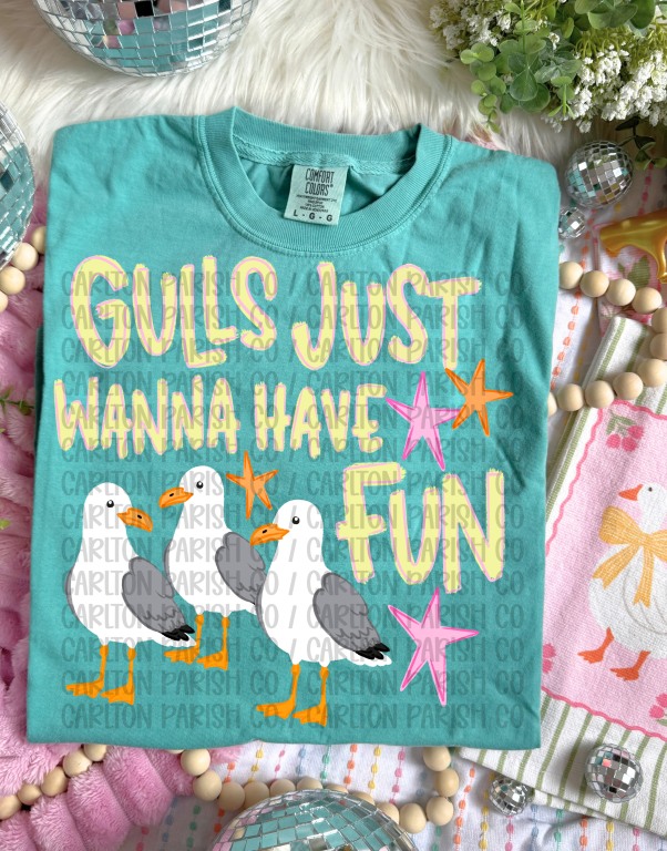 Gulls Just Wanna Have Fun Shirt | Beach Graphic Tee