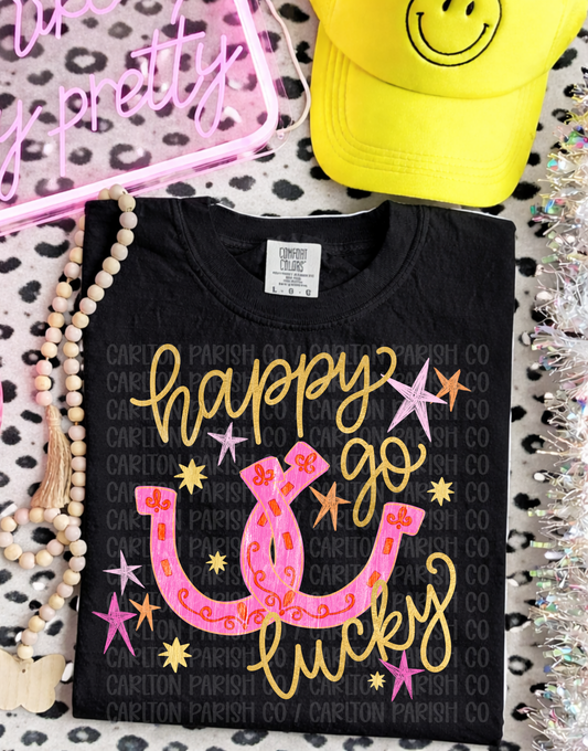 Happy Go Lucky Shirt | Lucky Horseshoe Graphic Tee