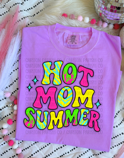 Hot Mom Summer Shirt | Neon Summer Graphic Tee
