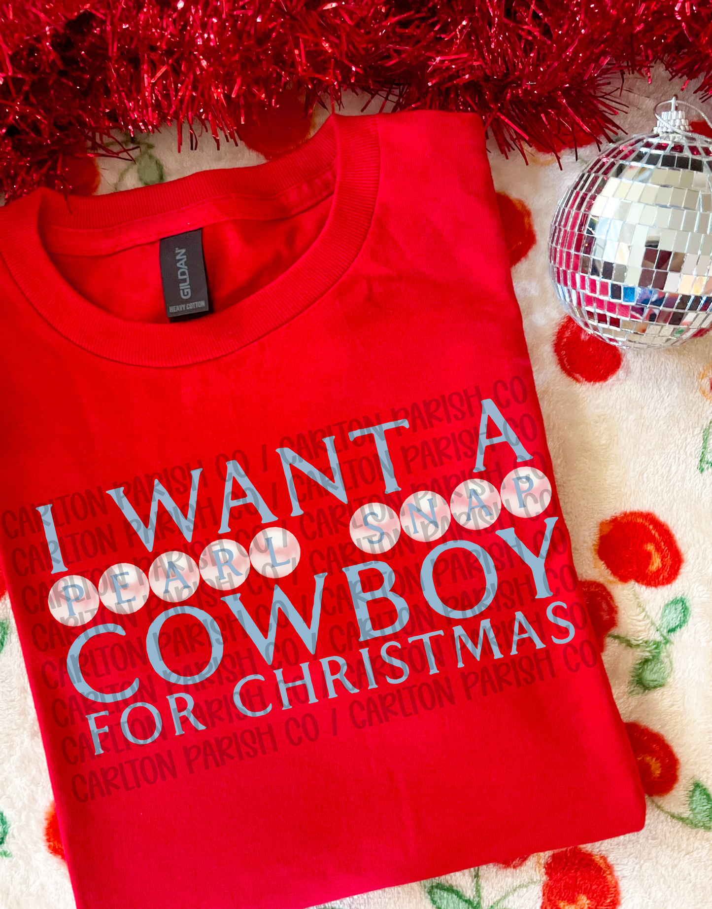 Pearl Snap Cowboy Shirt | Western Christmas Tee