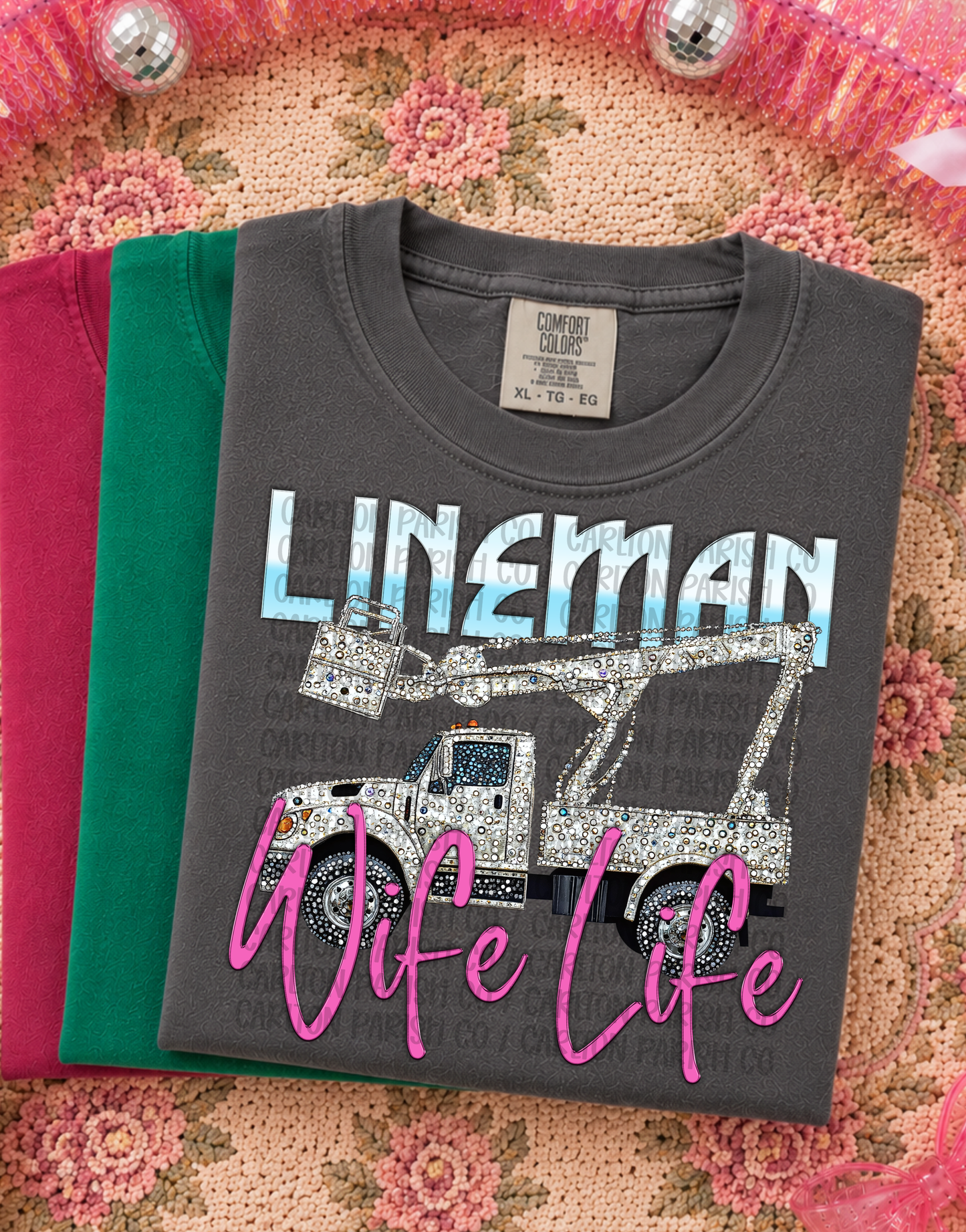 Lineman Wife Life Shirt | Rhinestone Graphic Tee