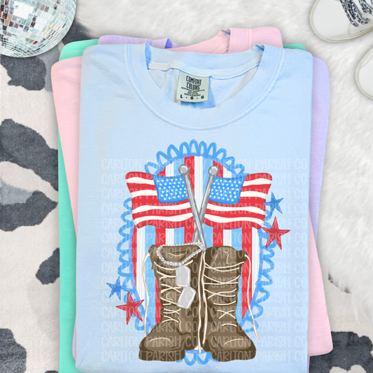 Military Boots & Flag