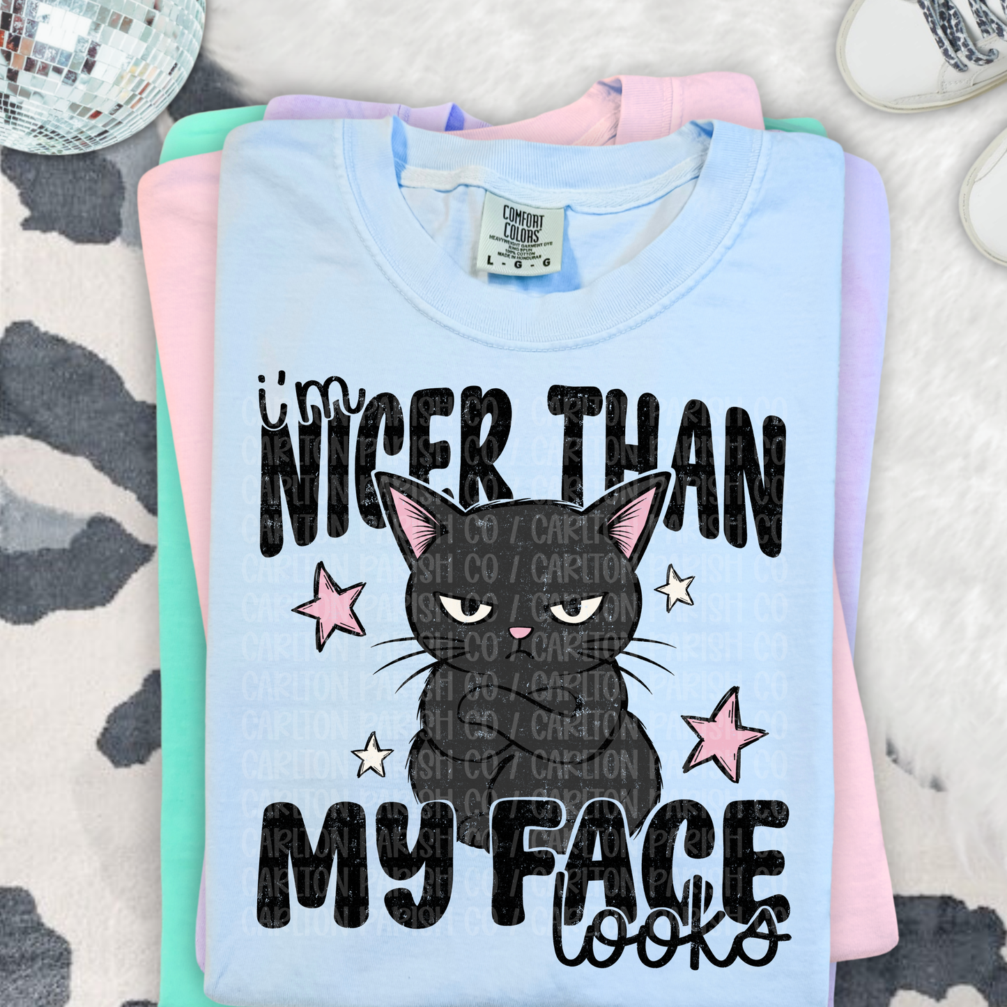 I'm Nicer Than My Face Looks Shirt | Funny Cat Tee