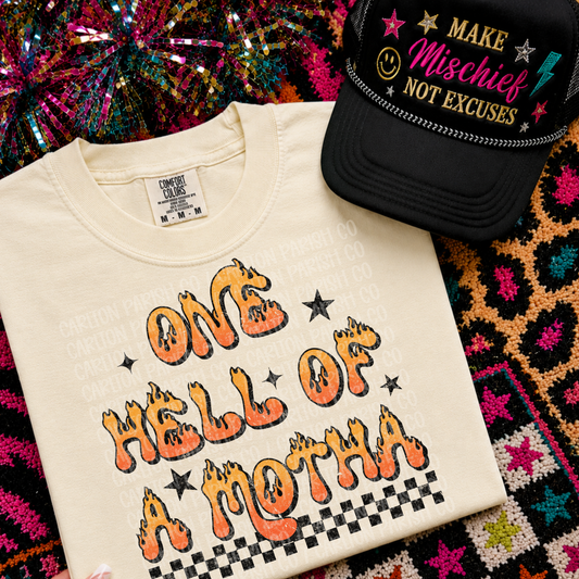 One Hell of a Motha Shirt | Flame Mom Graphic Tee