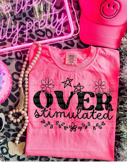 Over Stimulated Shirt | Trendy Doodle Graphic Tee