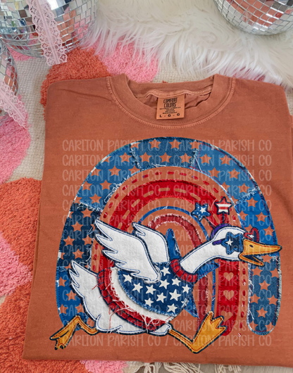 Patriotic Goose Shirt | Rainbow Americana Graphic Tee