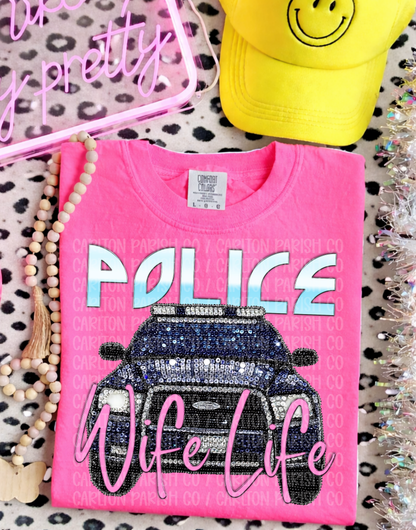 Police Wife Life Shirt | Rhinestone Graphic Tee