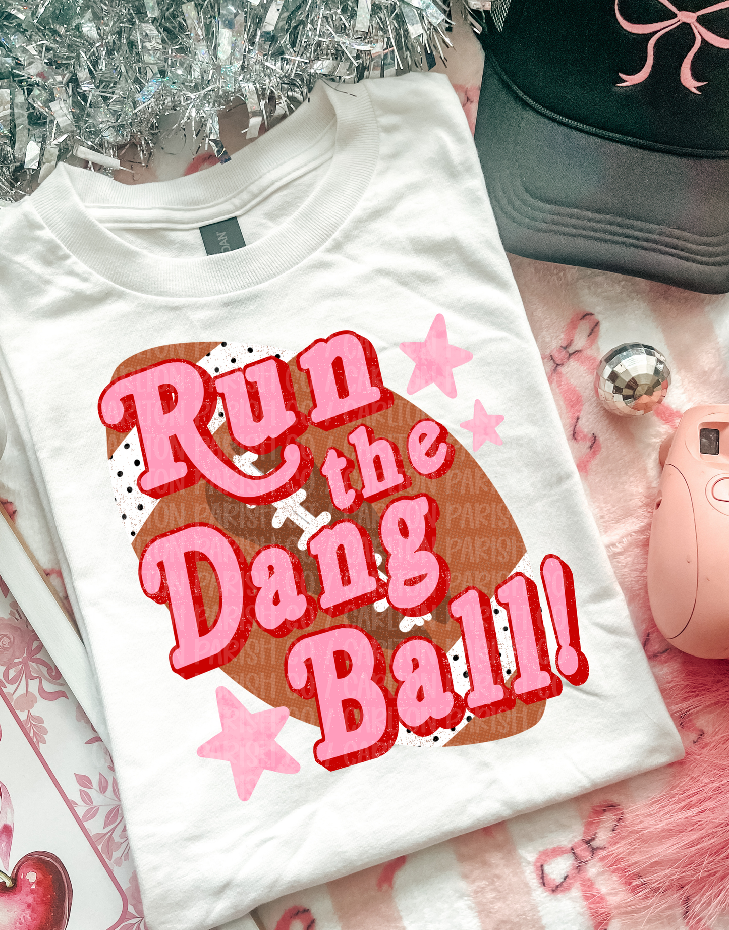 Run the Dang Ball Shirt | Pink Football Graphic Tee