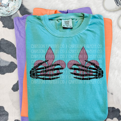 Skeleton Hands Fleur de Lis