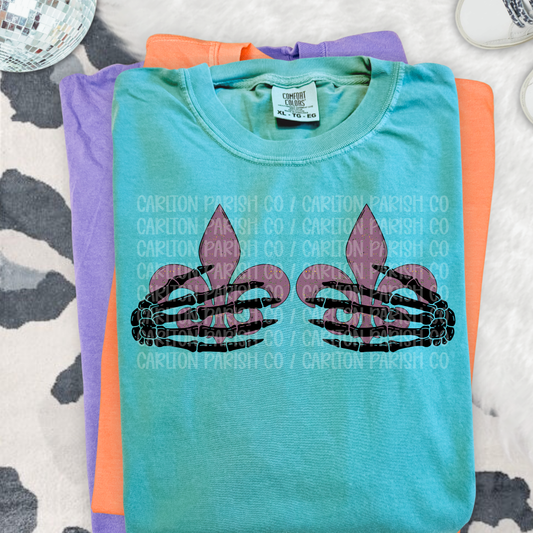 Skeleton Hands Fleur de Lis