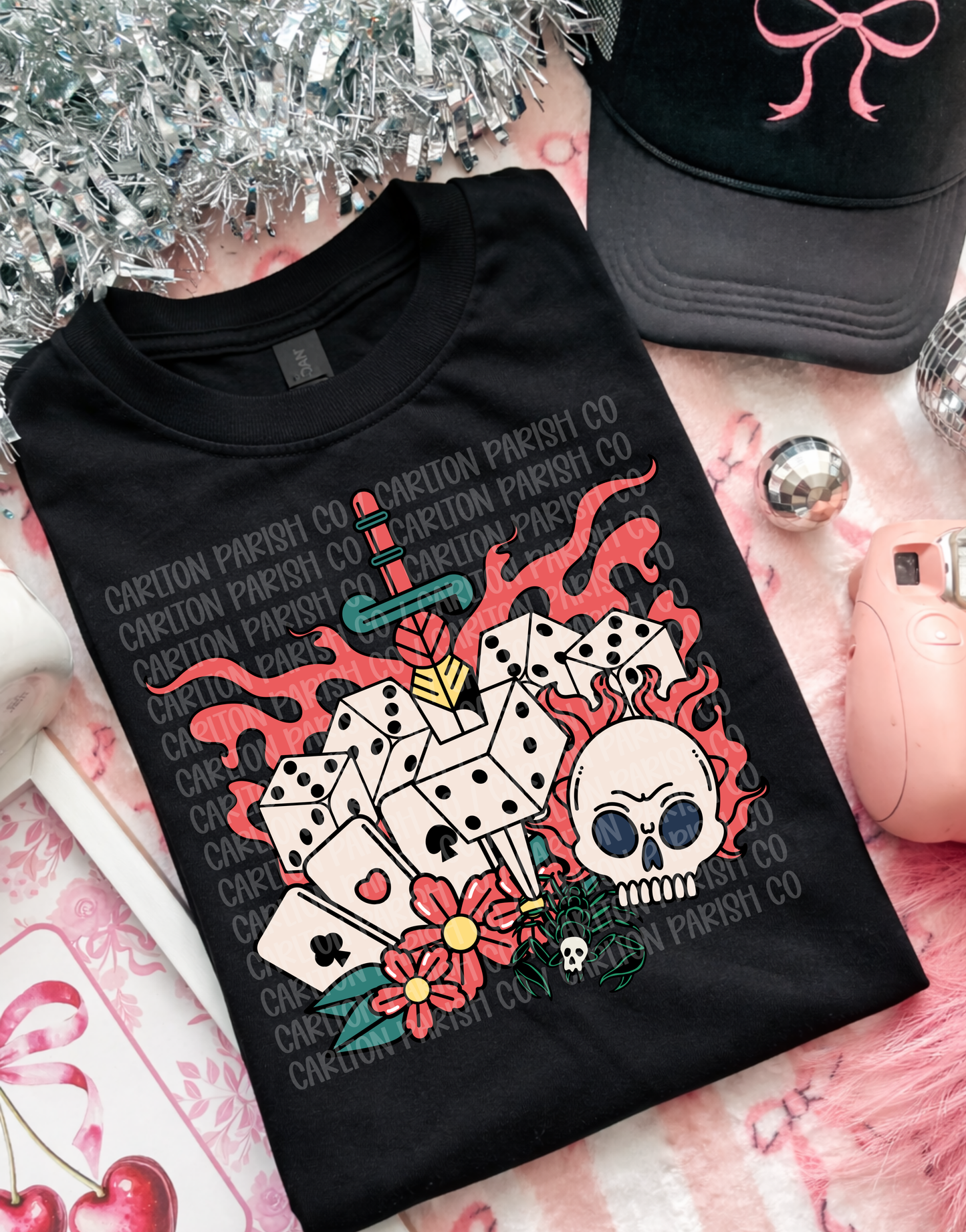 Skull Dagger Flames Shirt | Edgy Retro Tattoo Graphic Tee