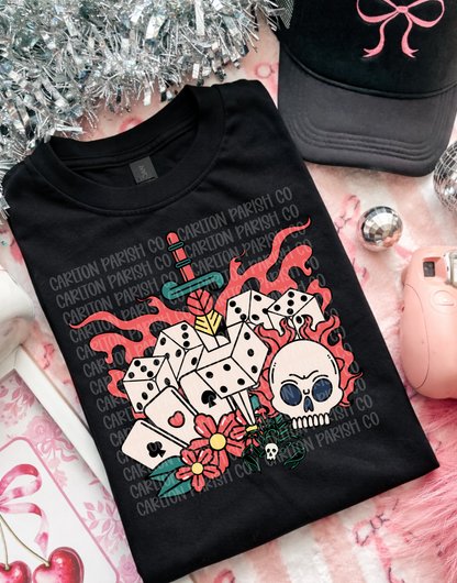 Skull Dagger Flames Shirt | Edgy Retro Tattoo Graphic Tee