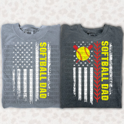 Softball Dad American Flag