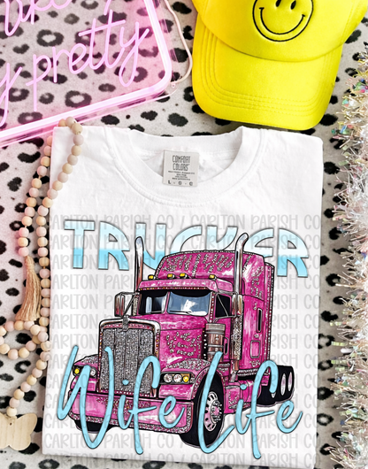 Trucker Wife Life Shirt | Rhinestone Graphic Tee