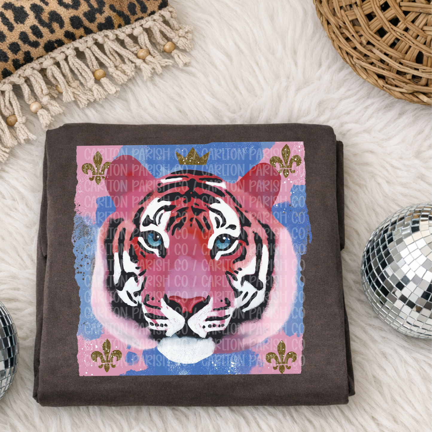 Watercolor Tiger Fleur de Lis