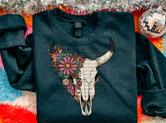 Floral Western Skull